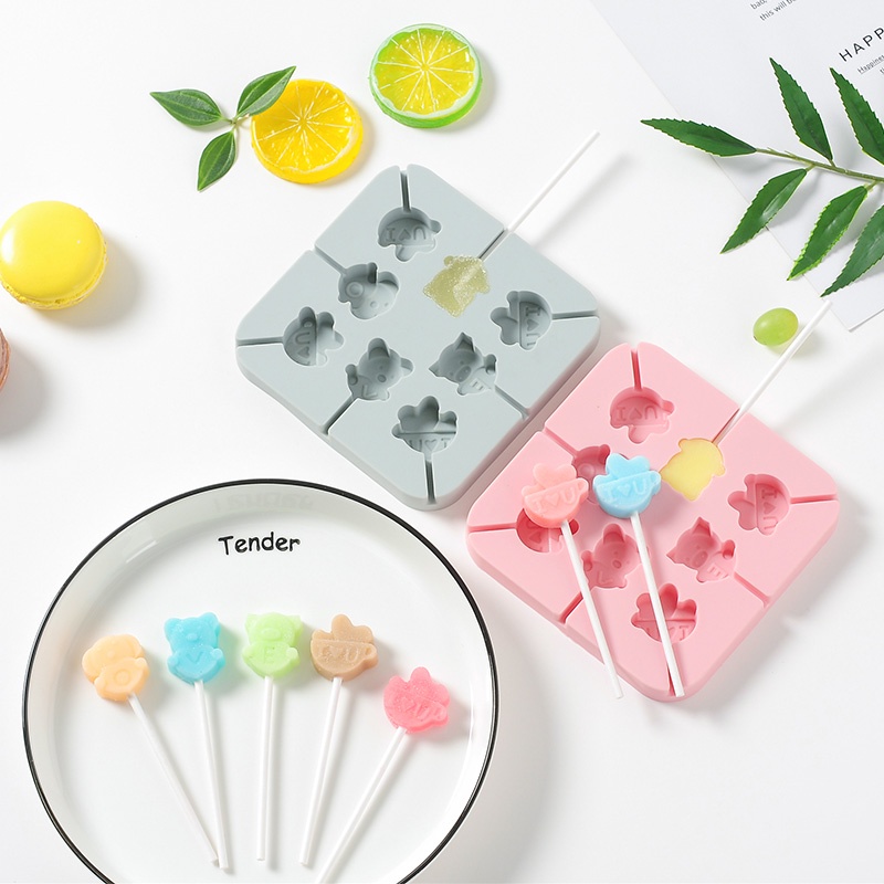Khuôn Kẹo Mút Lollipop, Khuôn Silicon Hình Thú Love/Thú/Hoa Quả/ Cây Thông Làm Kẹo Mút Dễ Thương Cho Bé