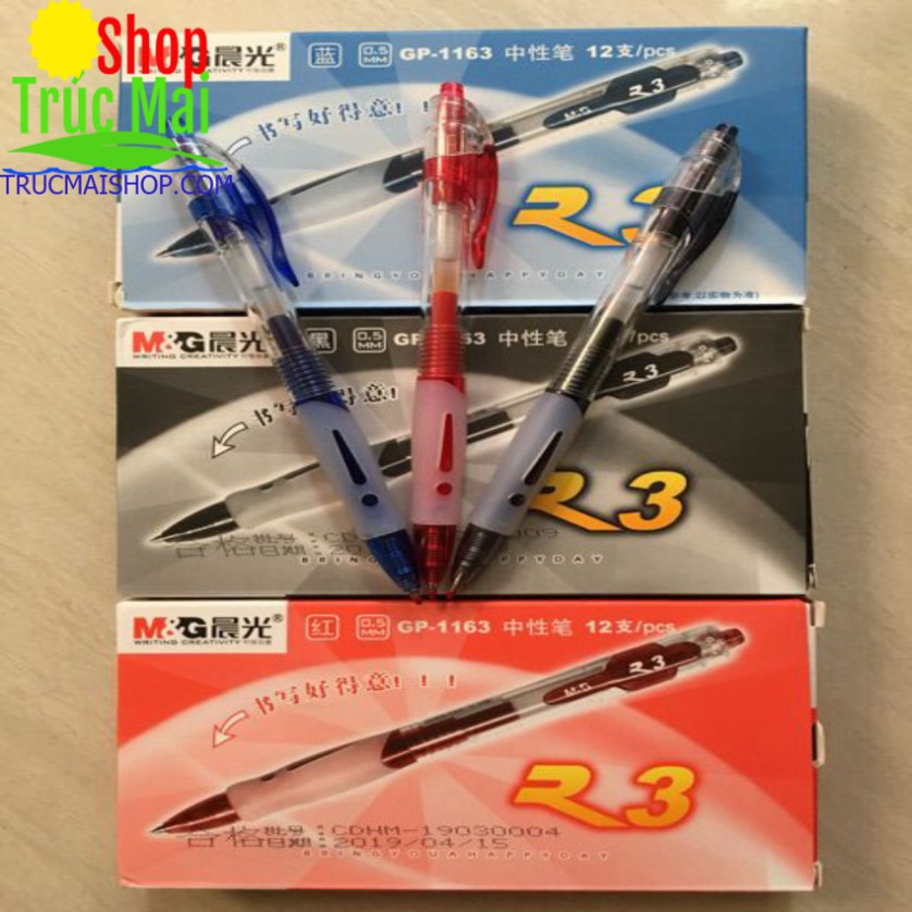 Bút bi gel bấm M&amp;G 1163( hộp 12 chiếc)