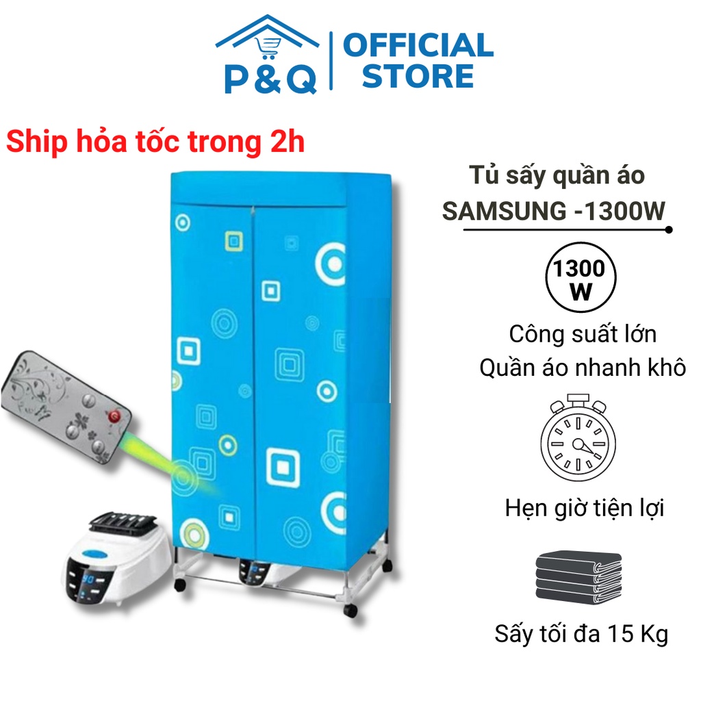 Tủ Sấy Quần Áo Samsung 15 Kg, Công Suất 1300W Sấy Nhanh Trong 1 Giờ, Có Chức Năng Hẹn Giờ