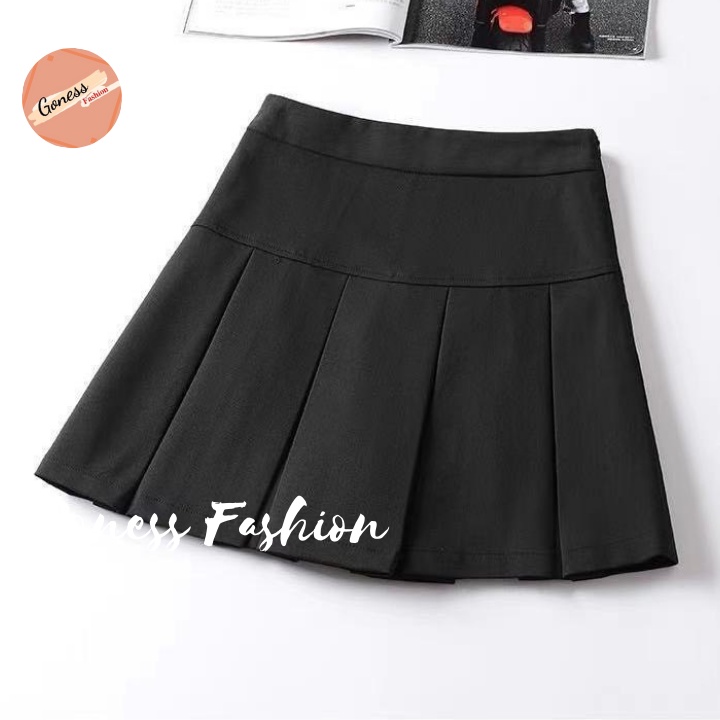Chân váy xếp ly Goness cạp cao dáng chữ a phong cách tennis xòe kiểu li ngắn bản to thời trang Hàn Quốc | BigBuy360 - bigbuy360.vn