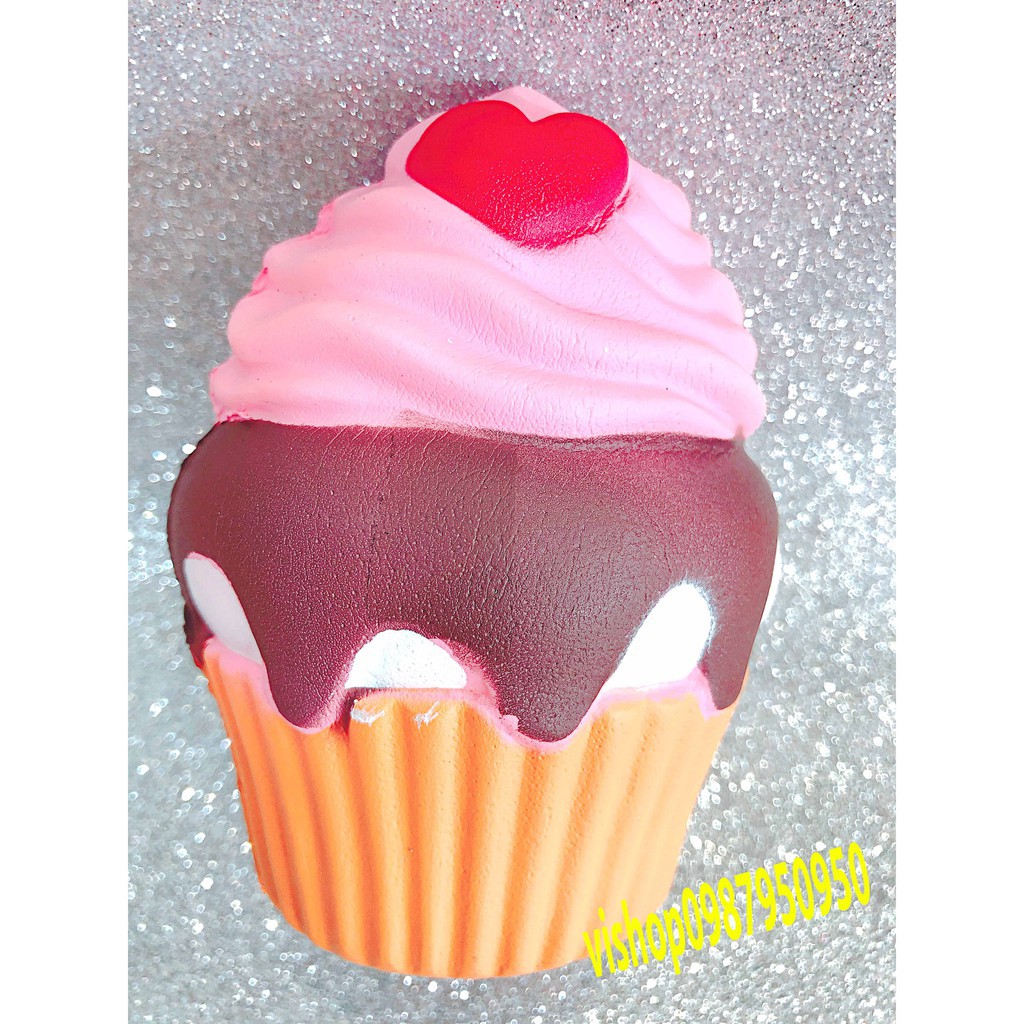 Squishy đồ chơi bánh mặt gấu lè lưỡi kèm bao suy bì