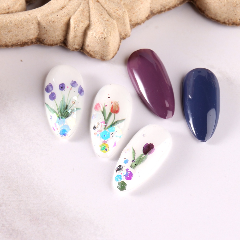 Miếng Dán Trang Trí Móng Tay Hình Hoa Tulip 3D Thanh Lịch