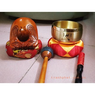Chuông Đài Loan 3in. Mõ 3in CN Đài Loan mít mộc.