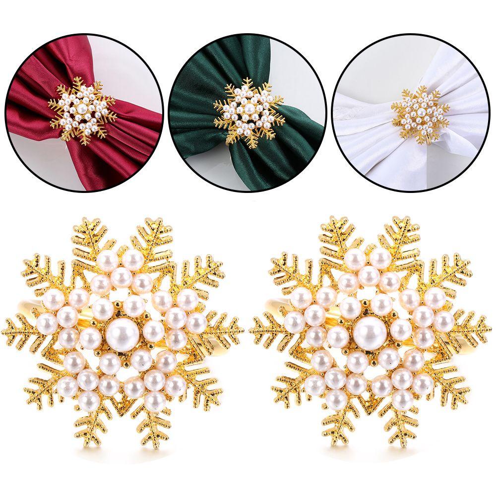 PINEVN Set 1 / 3 / 6 Vòng Dây Hoa Tuyết Trang Trí Khăn Ăn