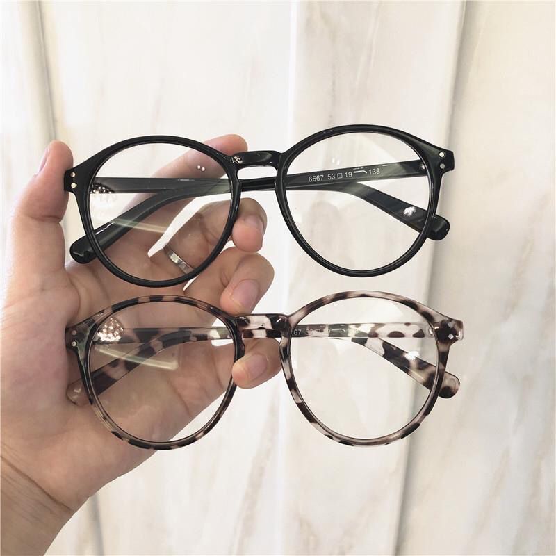 Gọng kính cận nữ nam thời trang mắt tròn phong cách Ulzzang thay được mắt cận tròng kính chống tia UV đẹp giá rẻ 076