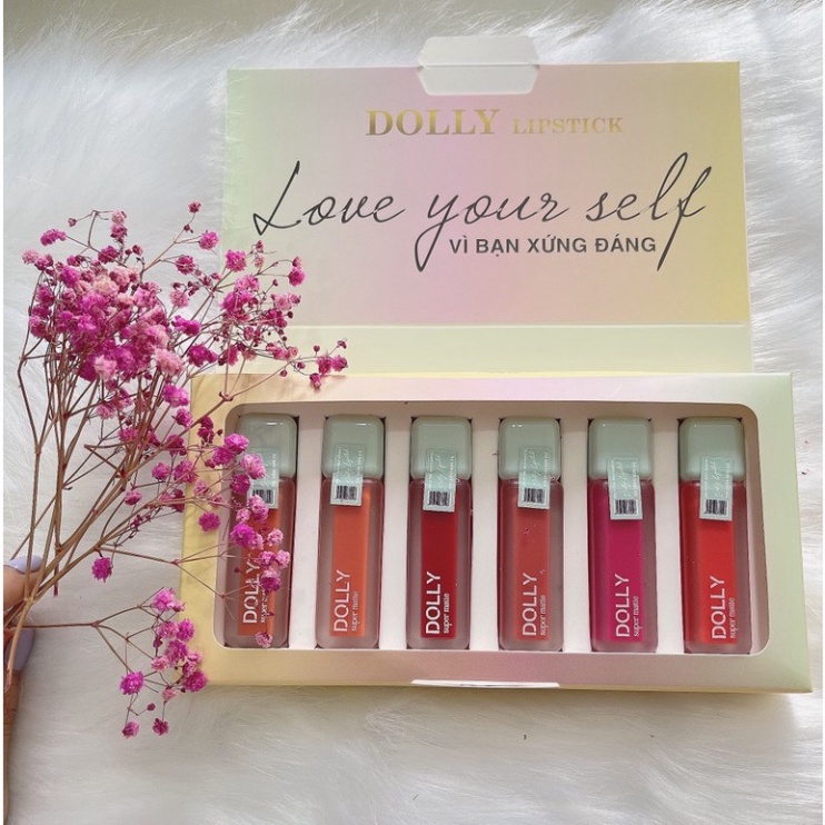 SET 6 CÂY- MÀU TÙY CHỌN- son kem lì Dolly Super matte, không chì bền màu lâu trôi