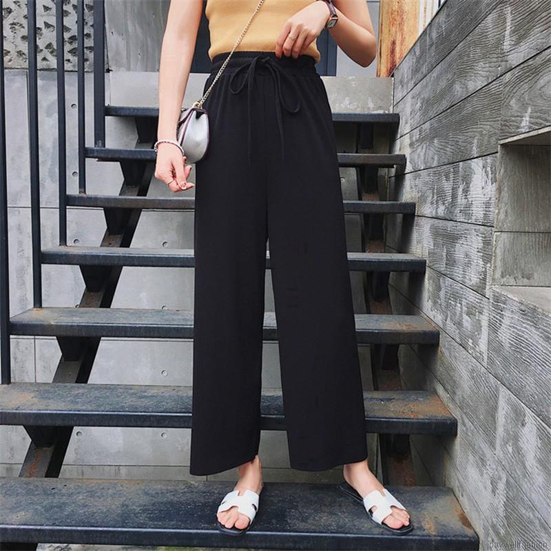 [Baywellfashion]Quần ống rộng lưng cao co dãn cho nữ | BigBuy360 - bigbuy360.vn