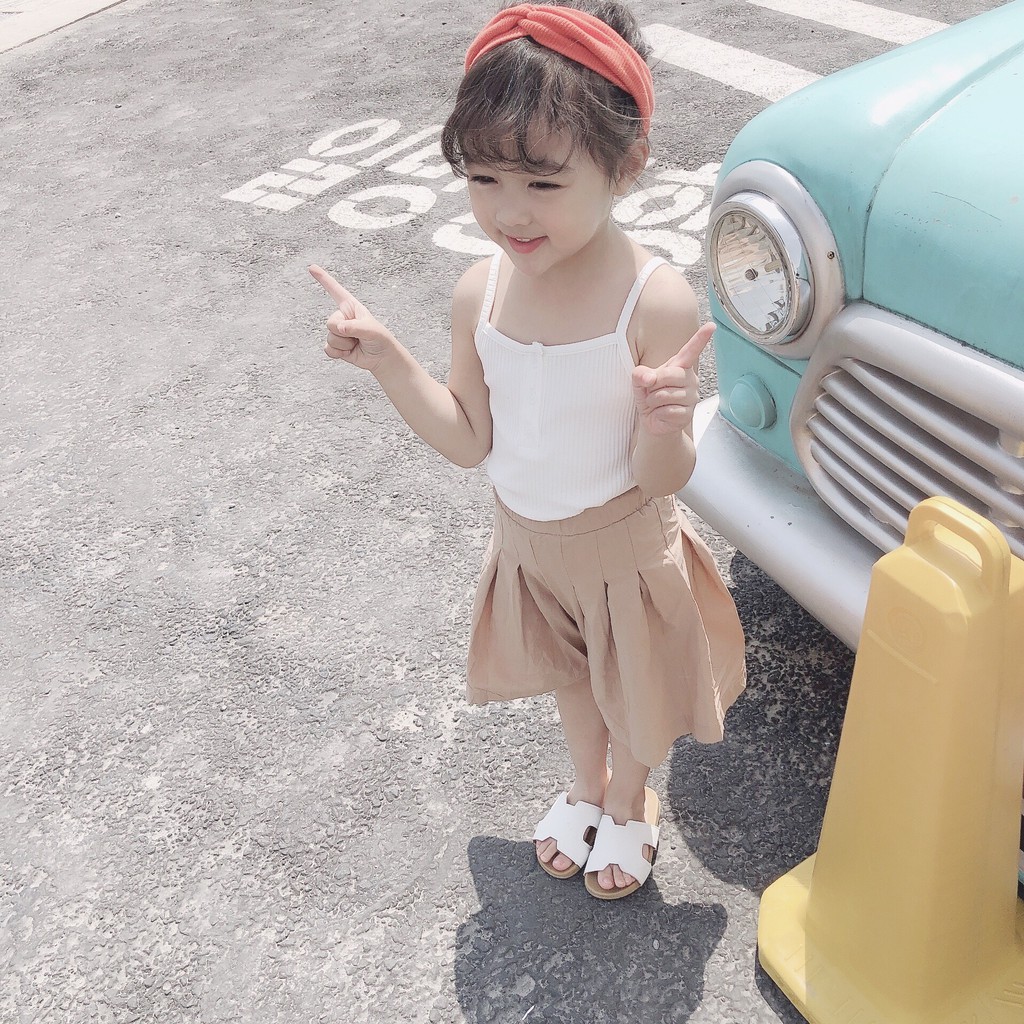 Áo 2 dây thun vân cho bé gái Kids Store