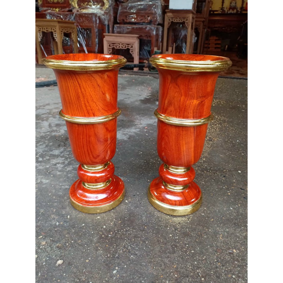 Cặp ống cắm hương, gỗ hương (cao 30cm)