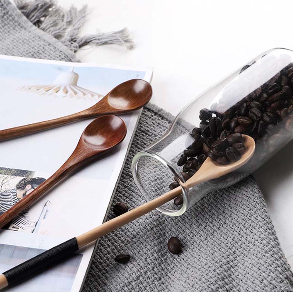 SJJL Thìa gỗ tay cầm dài tiện dụng cho nhà bếp