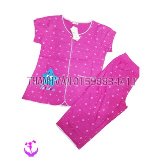 Đồ bộ mặc nhà cài nút tay ngắn quẩn lửng giá rẻ - 2988