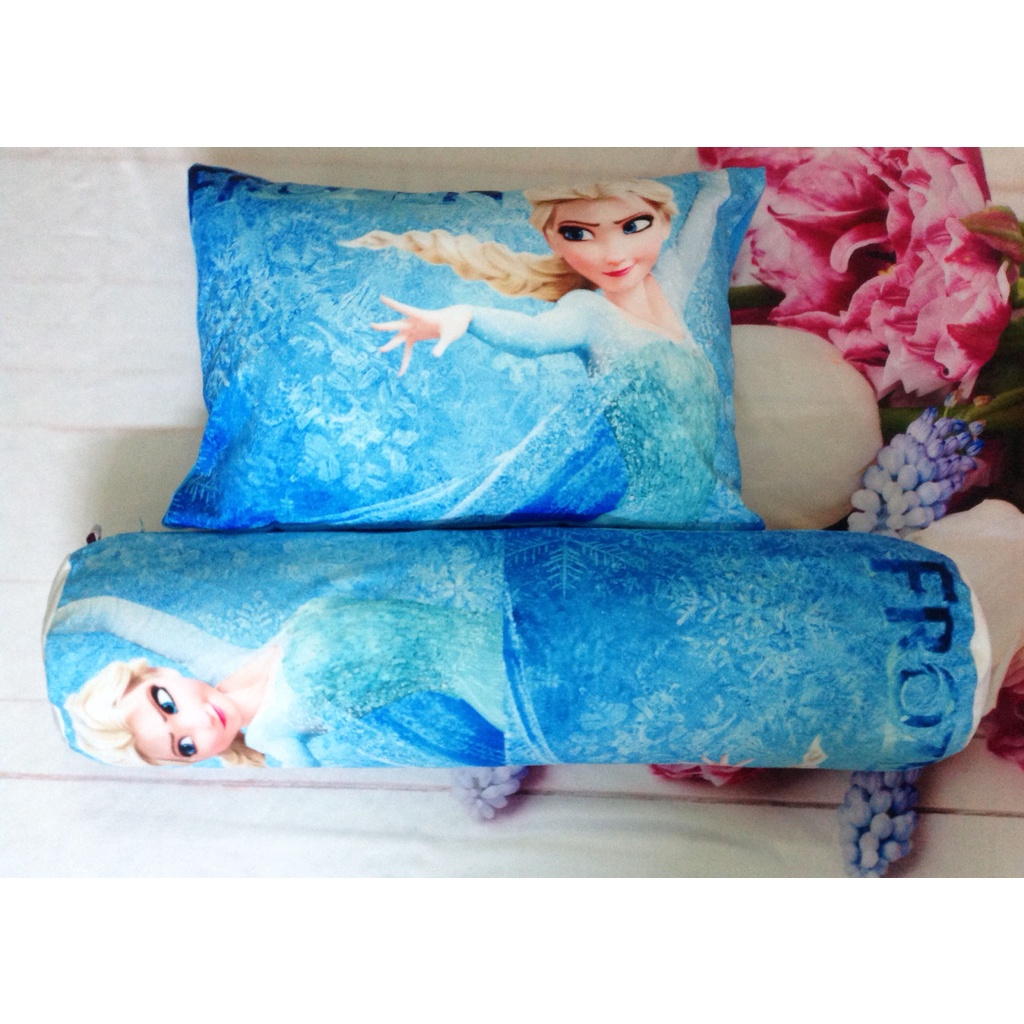 Set gối nằm và gối ôm Elsa xanh