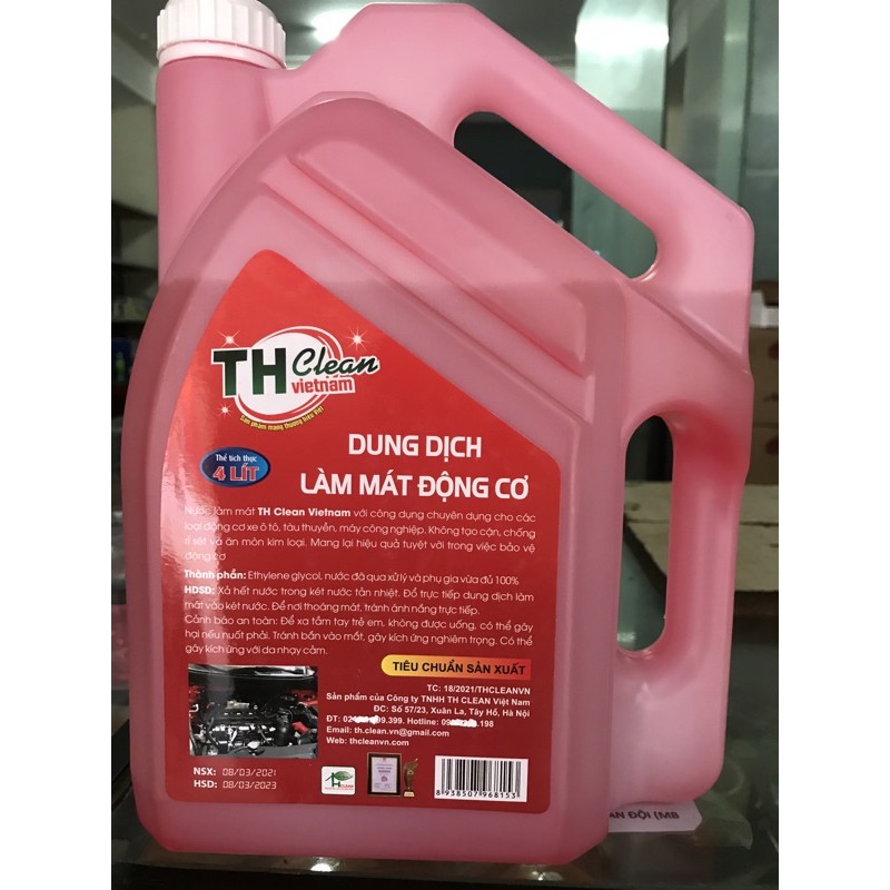 NƯỚC LÀM MÁT ĐỘNG CƠ MẦU ĐỎ 4 LÍT / CAN