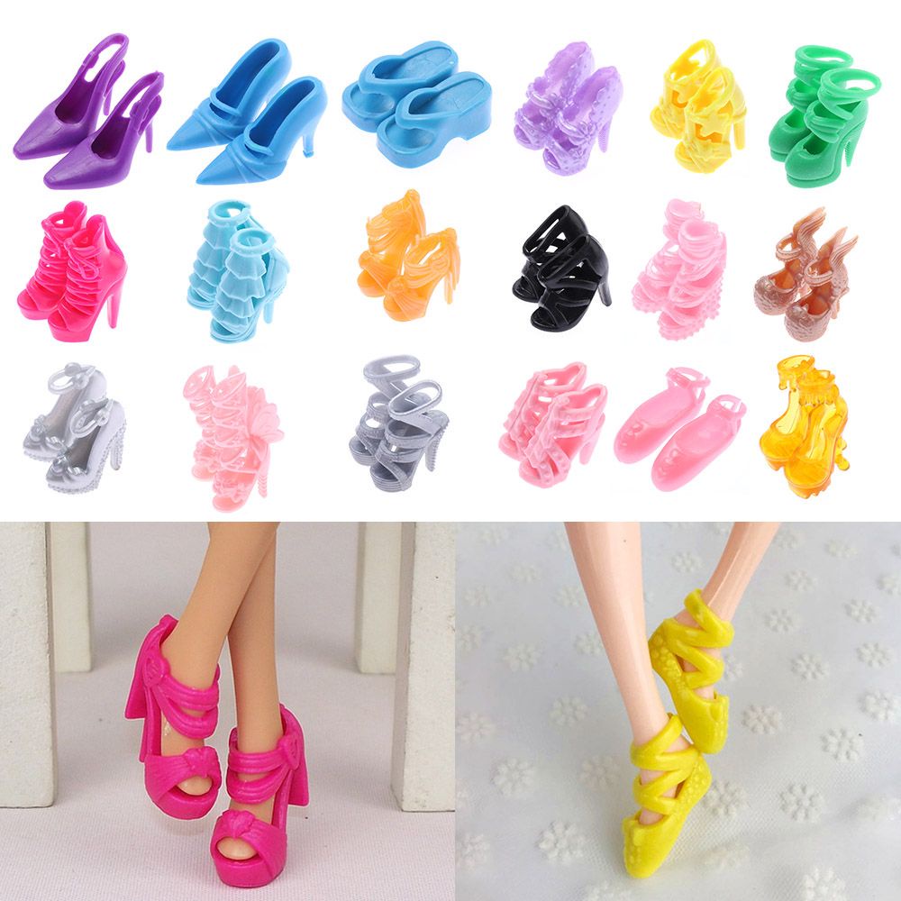 Set 20 đôi giày cao gót 30cm dễ thương cho búp bê 1/6