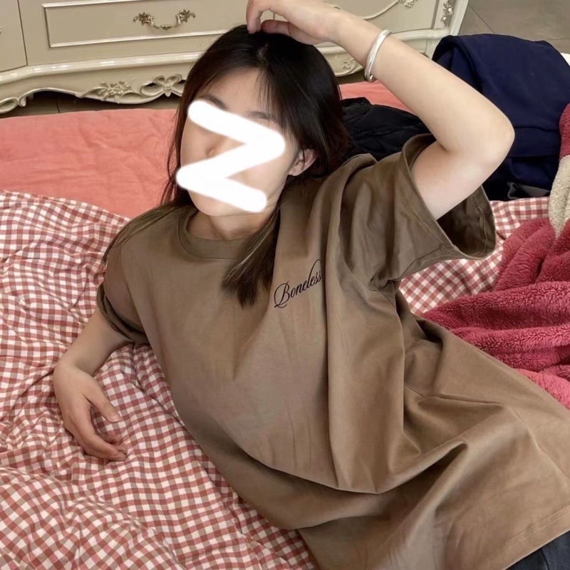 Áo thun phông logo tay nam nữ PINK tay lỡ form rộng BONELESS Unisex