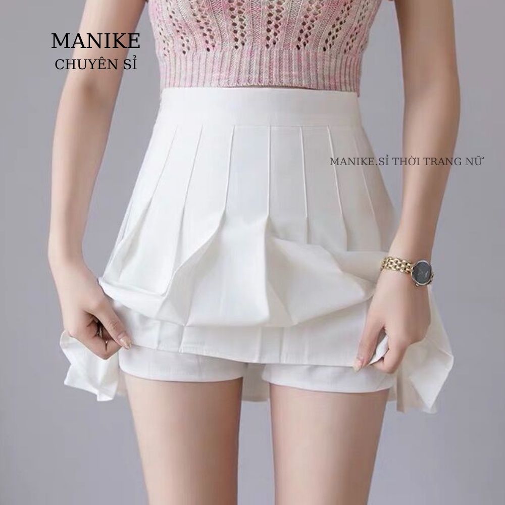 Chân Váy Tennis Lưng Cao Ngắn Dáng Xòe Manike Hàng Cao Cấp,Chân Váy Xếp Li Nâu