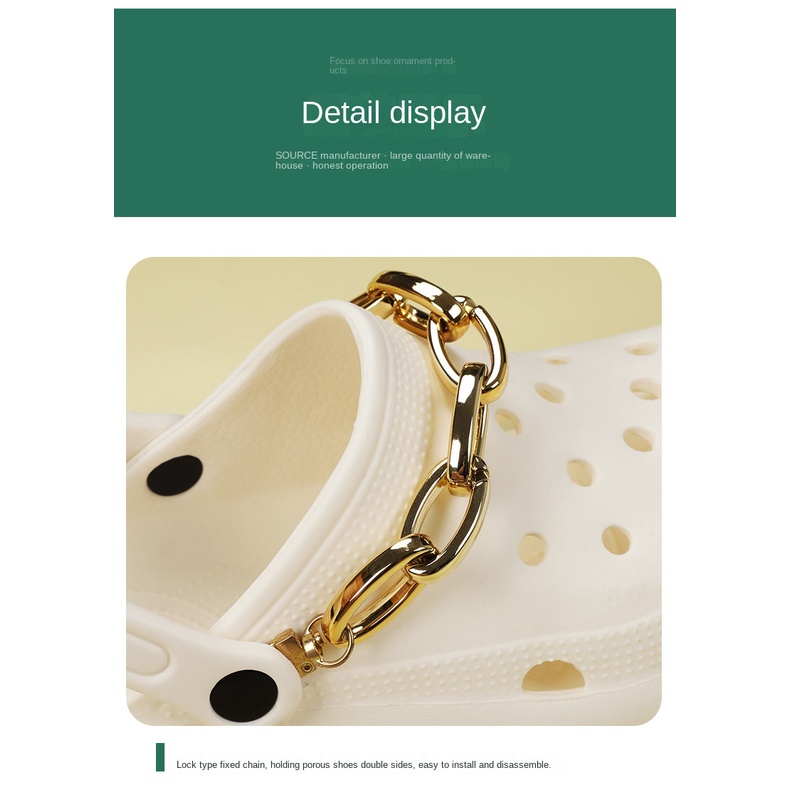 Phụ Kiện Trang Trí Dây Xích Hình Cá Ngựa Màu Vàng Dành Cho Giày Nữ DIY 1 pcs