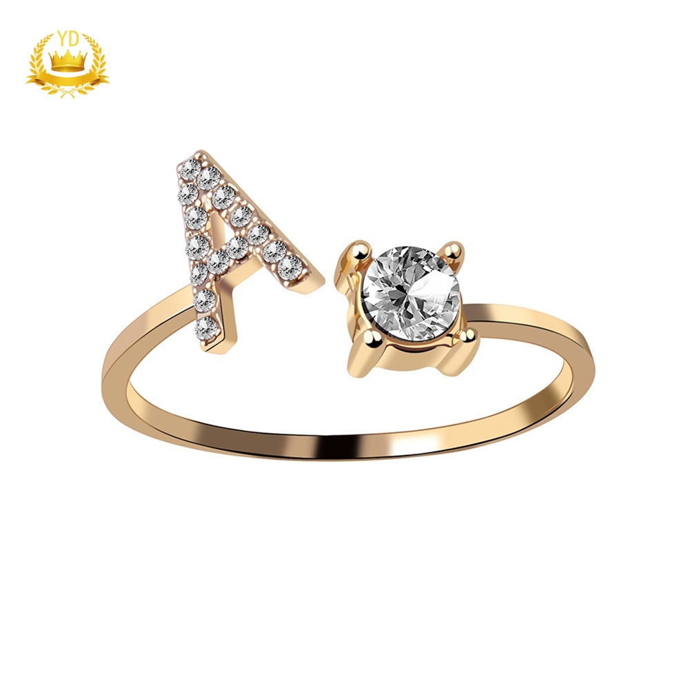 Set Nhẫn 26 Chữ Cái Tiếng Anh Đính Đá Zircon Cho Nữ