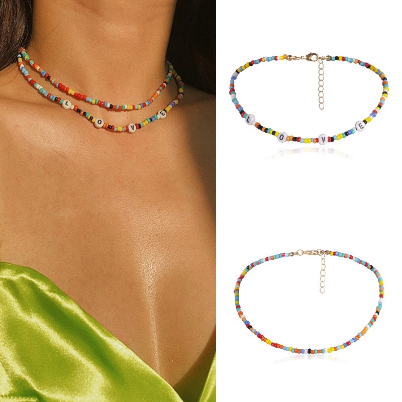 Vòng cổ choker handmade phối hạt màu dành cho nữ