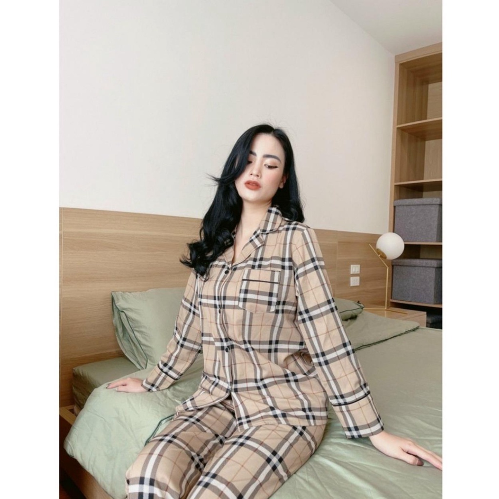 Pijama Tay dài quần dài, chất liệu siêu mỏng nhẹ mặc thoải mái