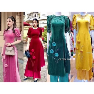Sale áo dài nhung cách tân cao cấp.
