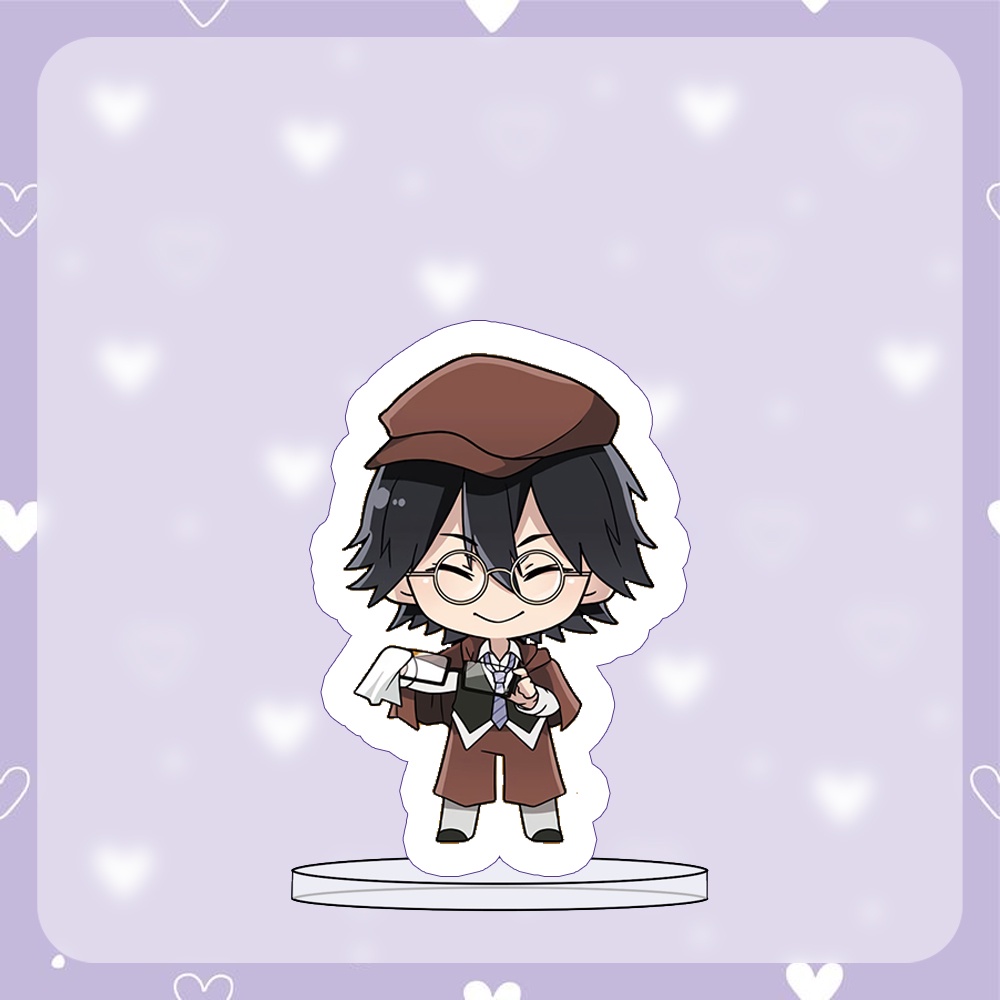 Mini standee BUNGOU STRAY DOGS ver ĐEO KÍNH Văn Hào Lưu Lạc tượng acrylic anime chibi trang trí xinh xắn