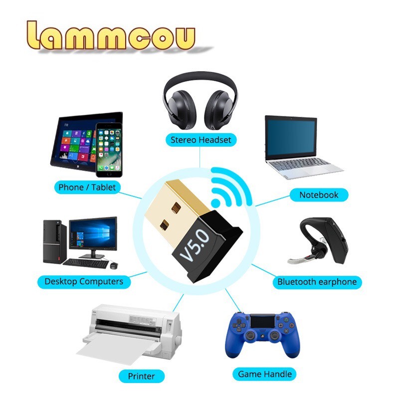 Lammcou Usb Nhận Tín Hiệu Âm Thanh Bluetooth 5.0