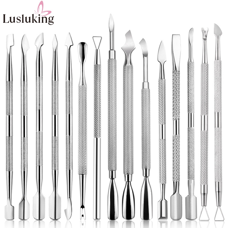 Dụng cụ đẩy da chết hai mặt LUSLUKING bằng thép không gỉ