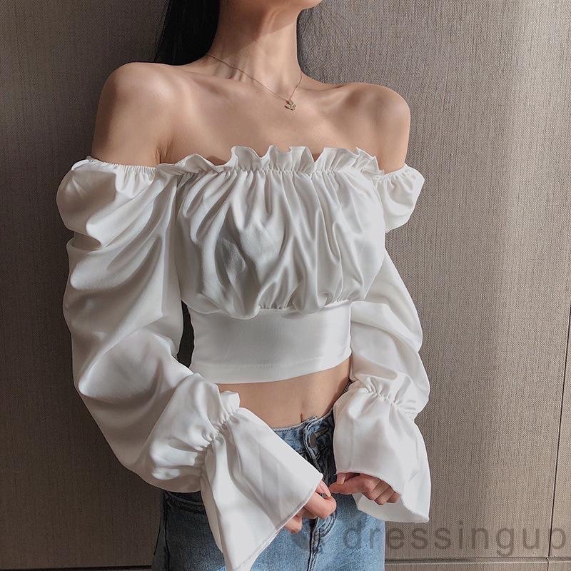 Áo trễ vai tay dài ulzzang Hàn Quốc nữ