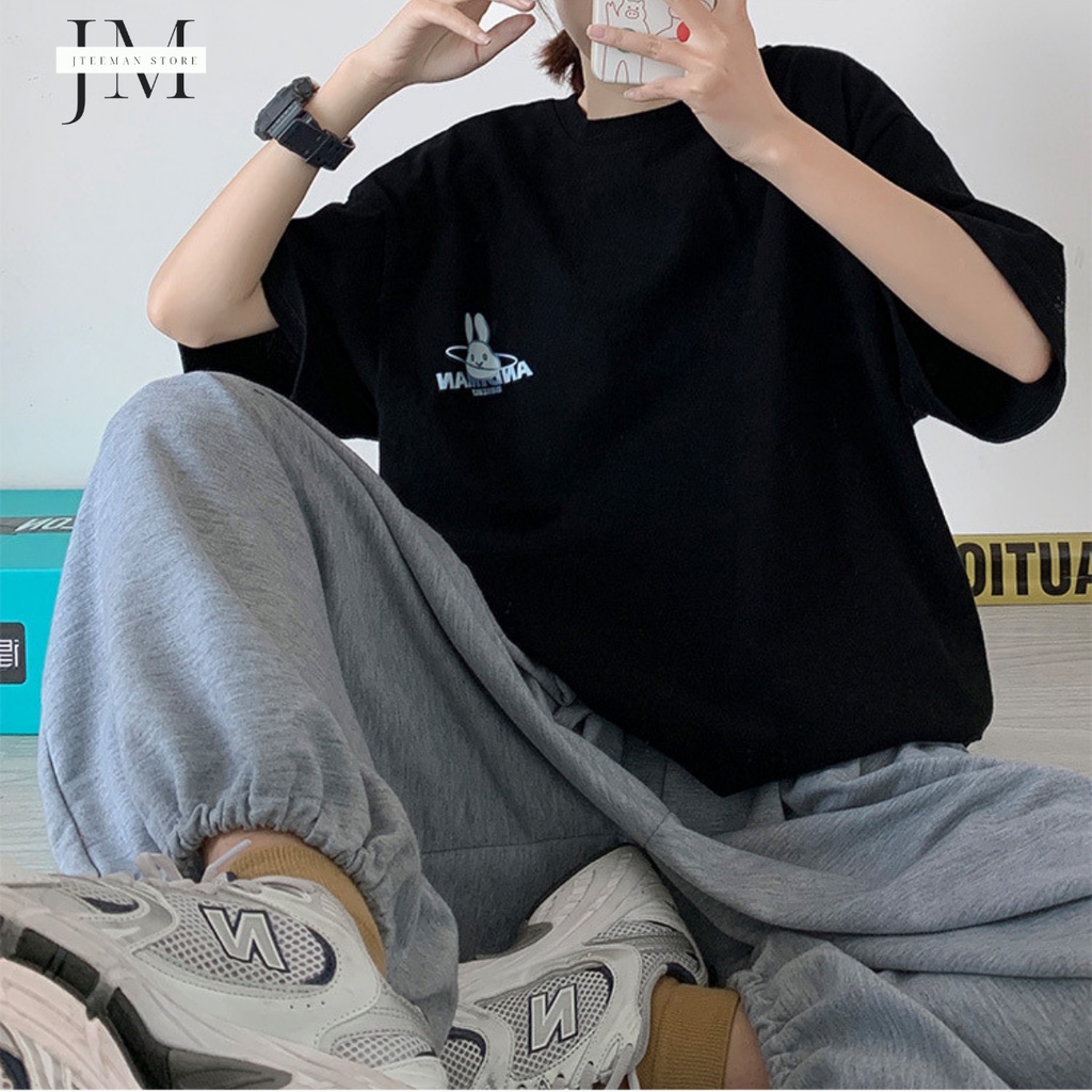 Áo thun Unisex tay lỡ form rộng in hình mặt trăng, áo phông nam nữ Freesize vải Cotton cao cấp tay lửng JTeeMan - JT30 | BigBuy360 - bigbuy360.vn