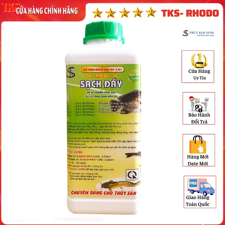 Men Vi Sinh RHODO - SẠCH ĐÁY: Khử Mùi Hôi Đáy Ao, Làm Trong Nước  - Chai 1 Lít