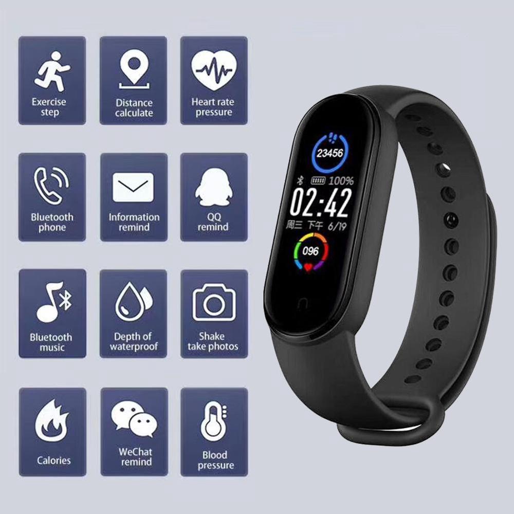 Đồng hồ thông minh Mi Band 5 M5 theo dõi nhịp tim huyết áp theo dõi sức khỏe các hoạt động thể thao IOS Android