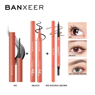 BANXEER 3 Eye Makeup Set Includes Mascara + Eyeliner + Eyebrow Pencil