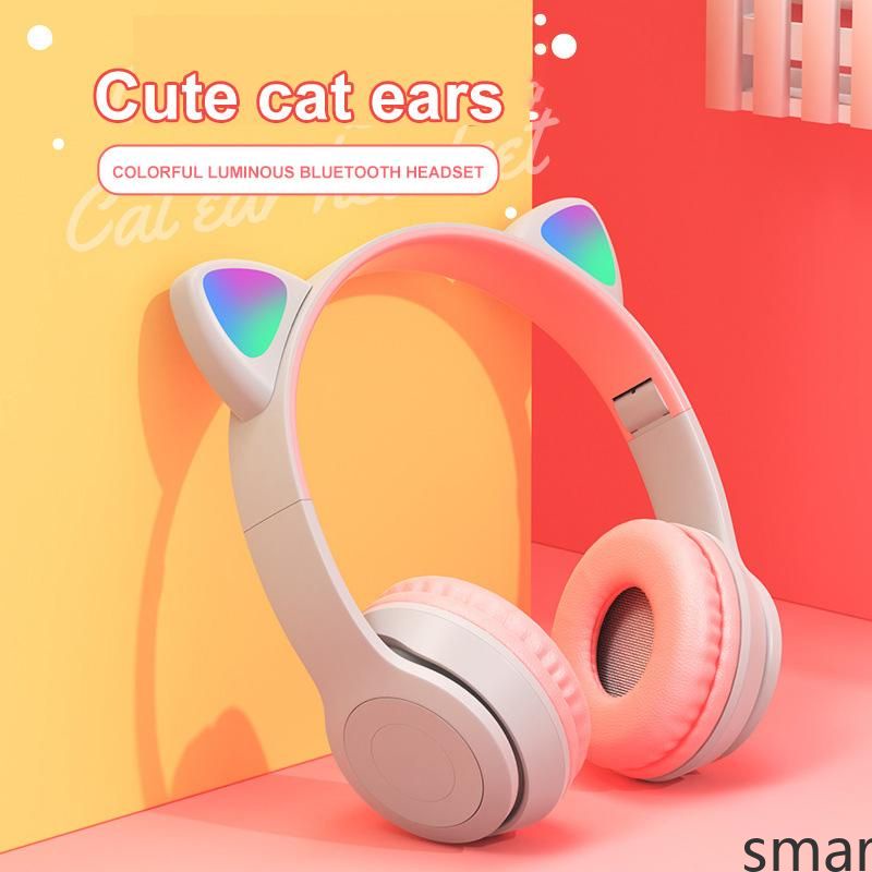 Ready P47M Wireless Headphone Cat Ear With Microphone Bluetooth Headset With Noise Cancelling LED For Phone Pc Laptop Computer smar