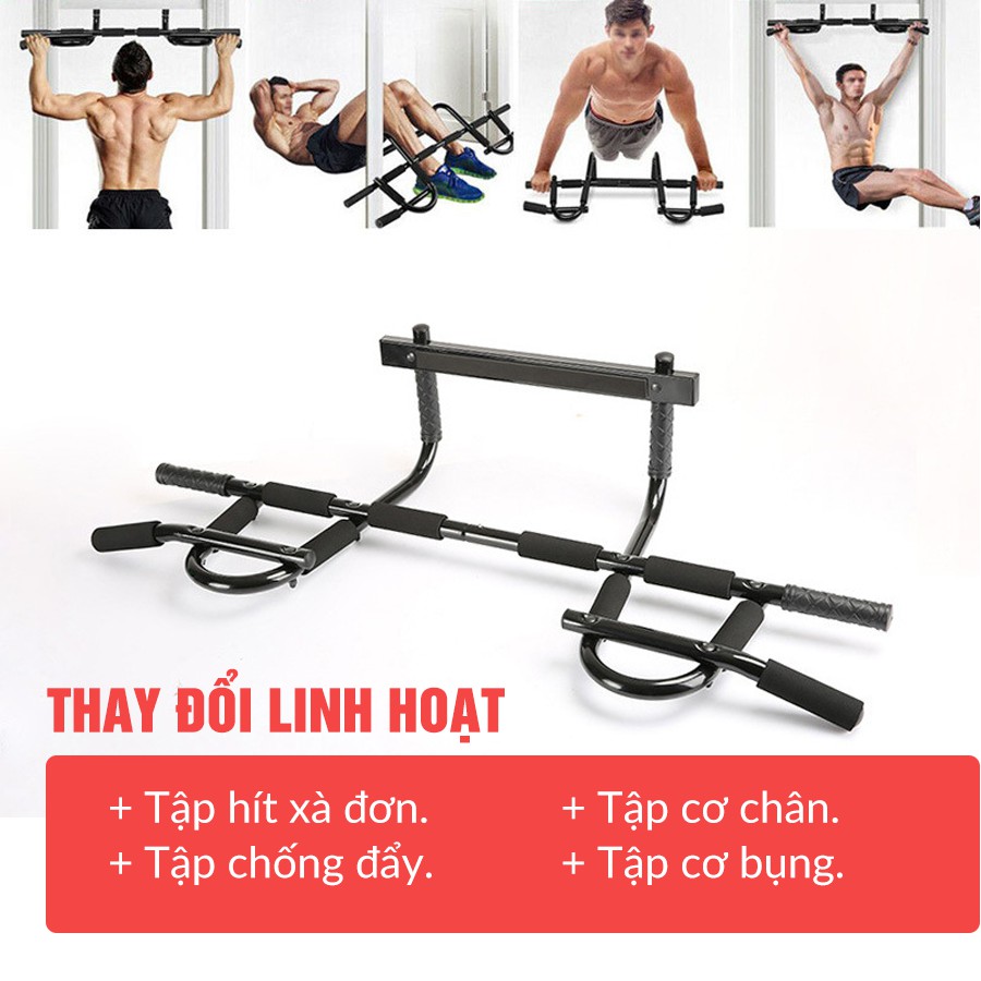 Thanh tập xà đơn treo tường gắn cửa nhiều cỡ từ 60-130cm - Tập gym, Tập thể dục