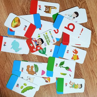 Bộ 45 thẻ flashcard học tiếng việt có chữ ghép và chữ đơn,dấu_ thẻ học tiếng việt cho bé