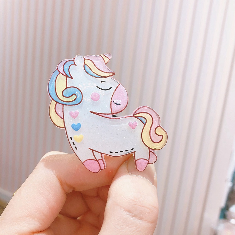 Kẹp Tóc Hình Ngựa Một Sừng Dễ Thương Cho Bé Gái