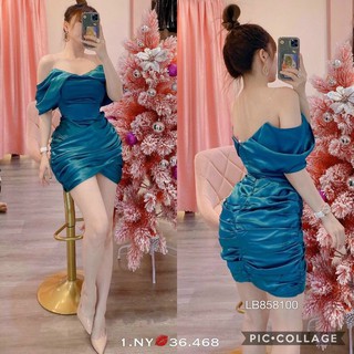 Đầm body nhúng đắp tà trễ vai