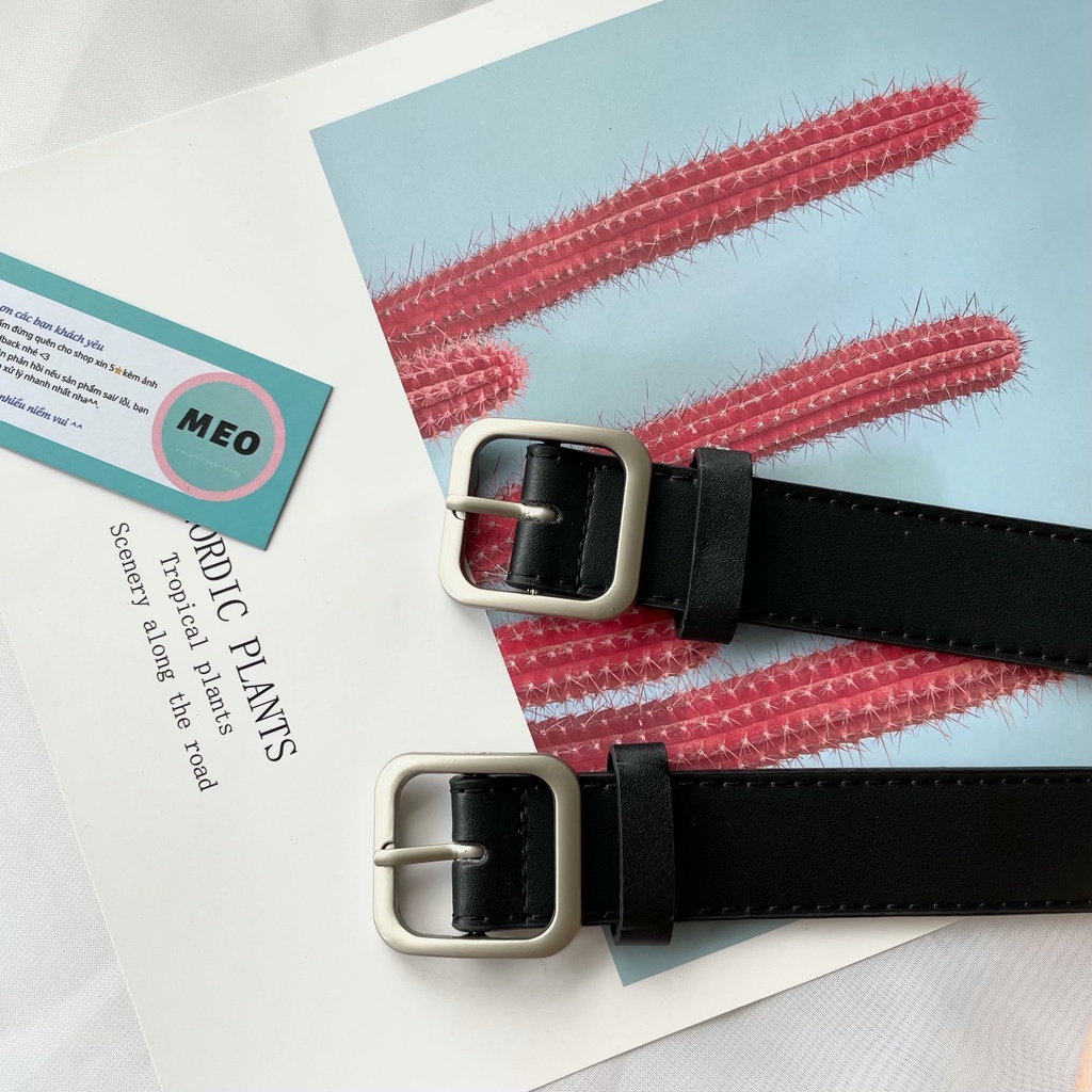 Dây thắt lưng Nữ Nam Unisex MẶT VUÔNG ulzzang to vừa 3 3.2cm- Dây nịt Nam Nữ da mặt vuông Tròn thời trang Nam nữ Hàn
