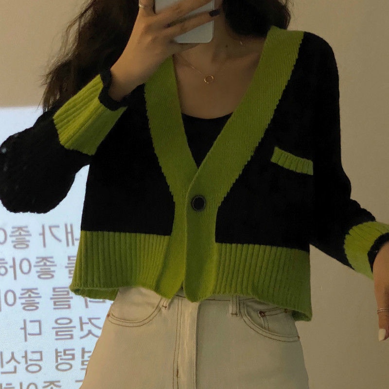 COZOK Áo cardigan dệt kim tay dài dáng ôm màu khối thời trang