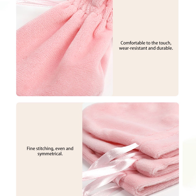 Túi Dây Rút Đựng Trang Sức Bằng Vải Nỉ Màu Hồng