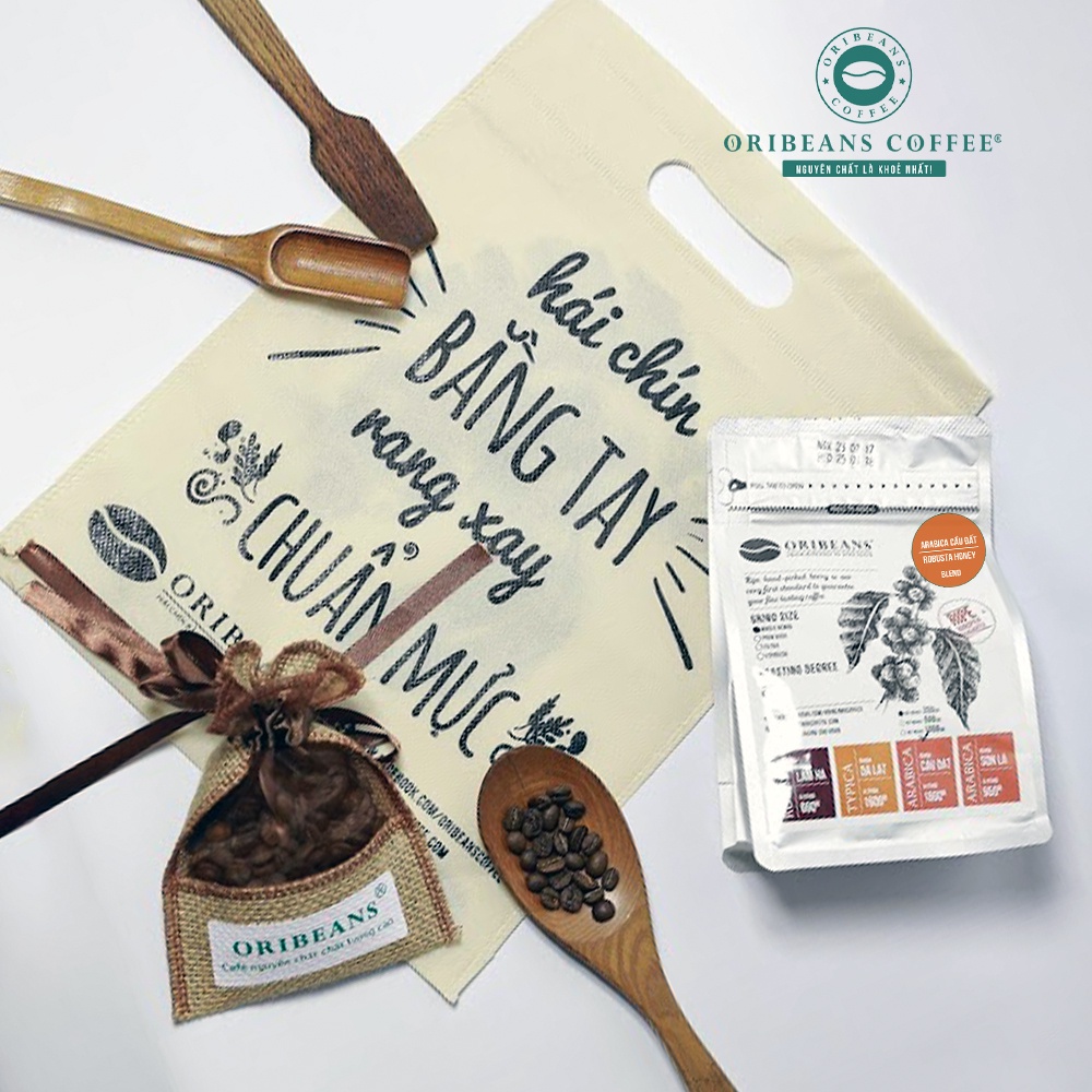 Cà phê Blend Arabica Cầu Đất - Robusta Honey nguyên chất rang xay hương quả chín caramel chocolate từ ORIBEANS Coffee