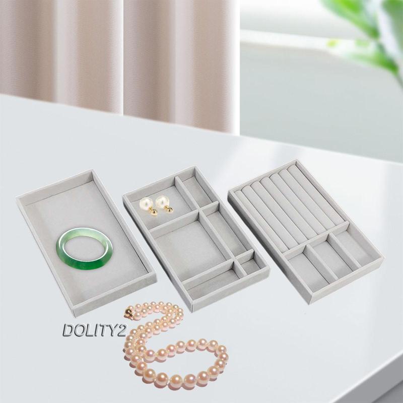 [Dolity2] Set 3 Khay Trưng Bày Trang Sức / Đồng Hồ / Ngăn Kéo Bằng Vải Flannel Cho Nữ
