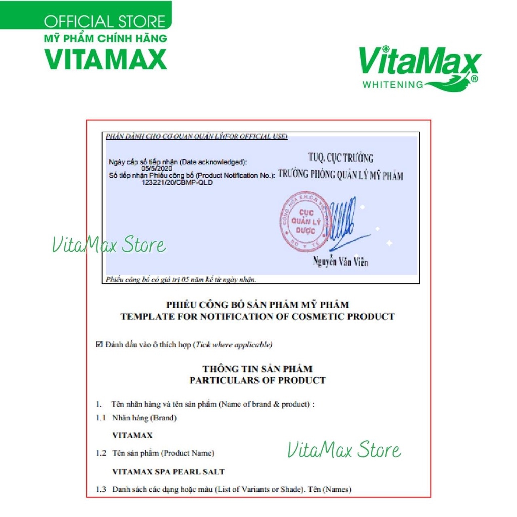 [CHÍNH HÃNG] MUỐI TẮM KHOÁNG NGỌC TRAI VITAMAX (Làm trắng và chống nhăn)- Thái Lan