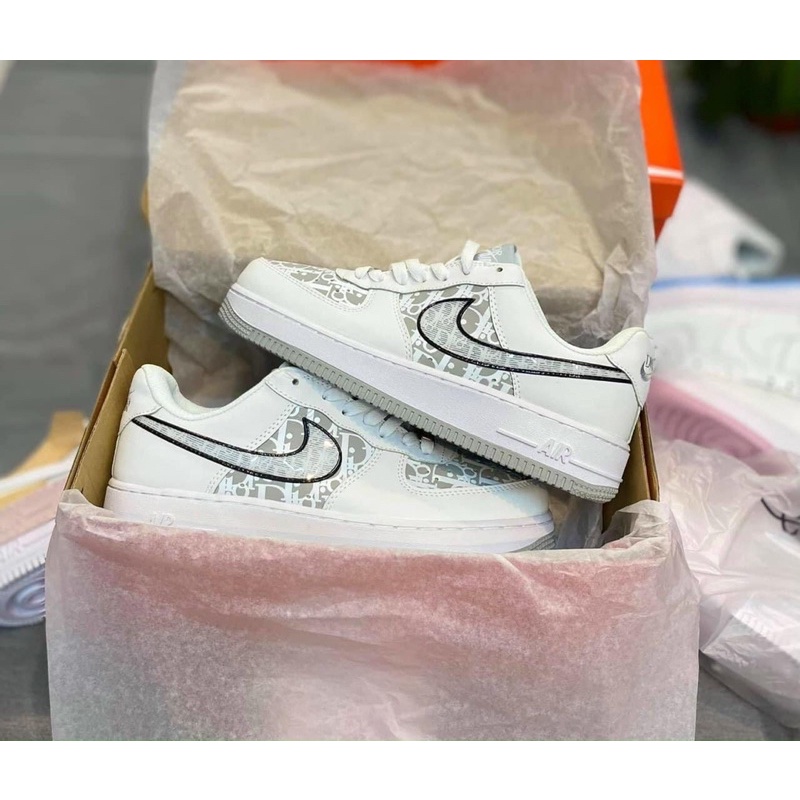 Ảnh thật Giày sneaker force chữ xám thấp cổ