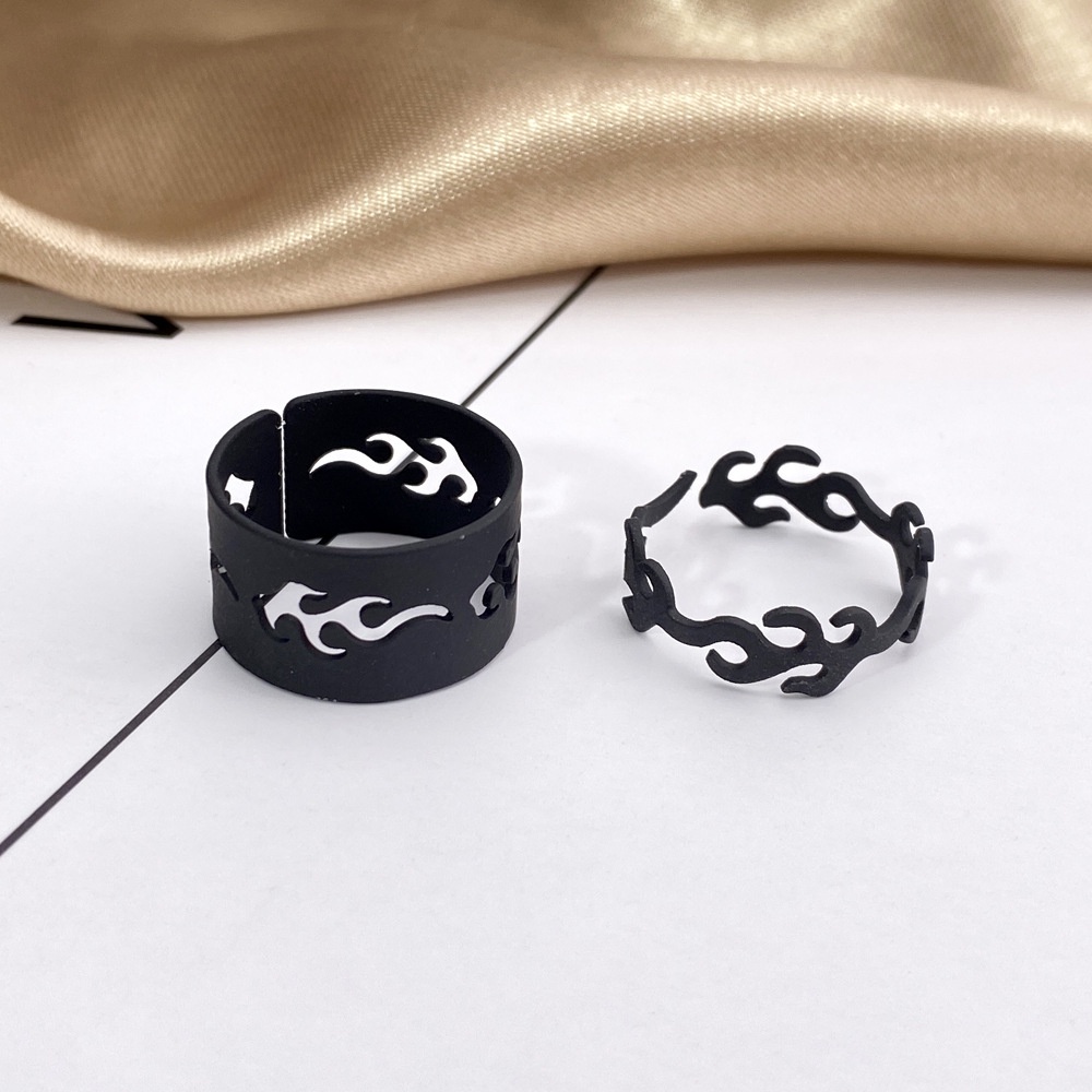 ✨✨Set 2 nhẫn đeo tay kim loại tạo hình ngọn lửa thời trang cho nam nữ