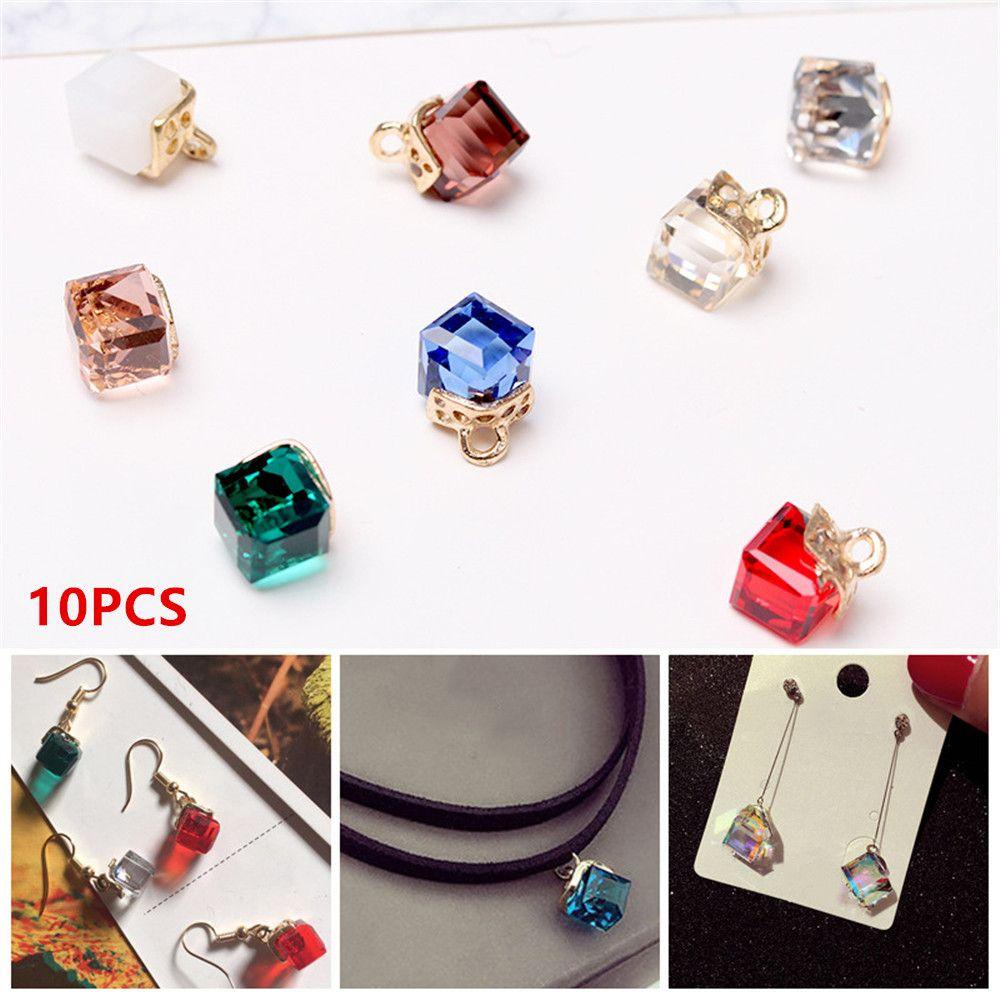 SUSANS Bộ 10 Hạt Pha Lê Hình Khối 14 Màu Dùng Làm Vòng Tay Thủ Công DIY