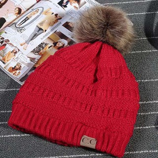 (Xả kho) Mũ nón len quả bông hai lớp ấm áp
