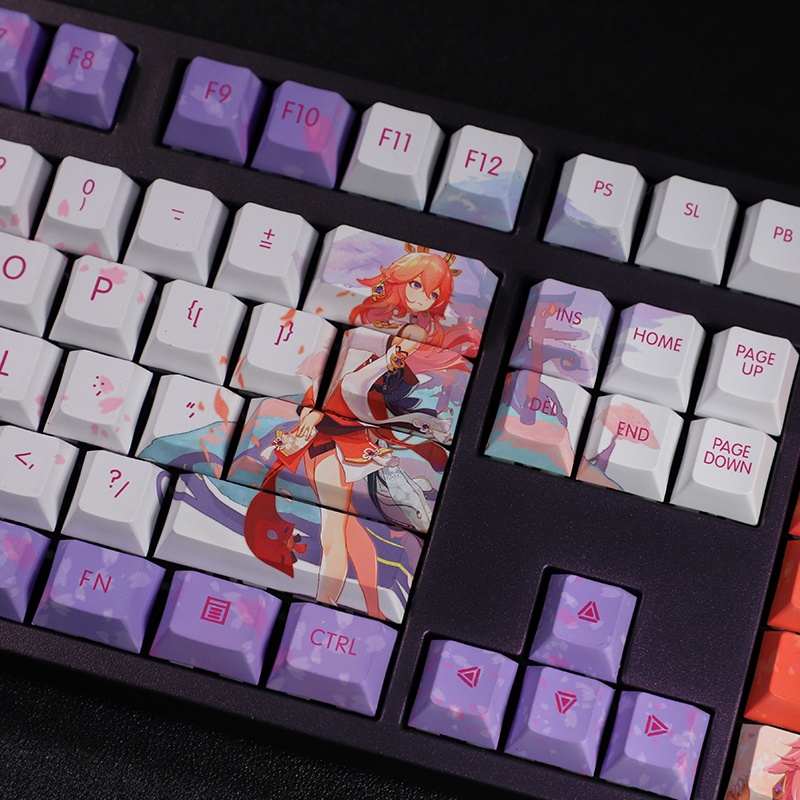 Yae Miko Keycap Cherry Profile Genshin Impact Theme Anime PBT Dye Thăng hoa Bàn phím cơ học Keycaps