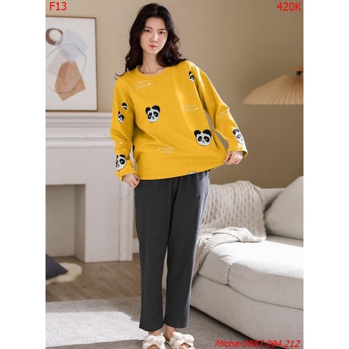 Bộ dài tay gấu panda màu vàng - Micha F13